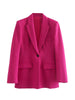 Women's spring jacket 2023 Single Button Slim fit Blazer Coat Vintage Long Sleeve Pockets Female Outerwear +skirt suit