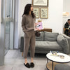 Women's suit Knitted 2 pieces Set Tracksuits Women Autumn Thick Warm O-neck Loose Sweater+Ankle-Length Pants Warm Cashmere Suit