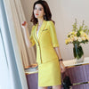 Women's suit skirt spring and summer sleeve solid color business suit skirt two-piece (top + skirt)