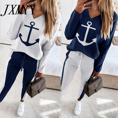 Women sequins sexy V-Neck tracksuit set Spring Patchwork Two Piece Set Female Long sleeve Tops &Long Pant Suits casual Outfit