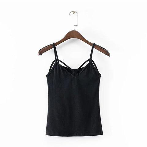 Women sexy sleeveless camis tank tops spaghetti strap shirts basic solid color ladies summer casual blouse blusas WT310