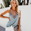 Women silk Satin Camisole Cami Plain Strappy Vest Top Lace Sleeveless Summer Fashion Women Tops