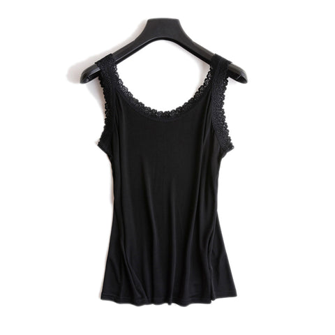 Women silk camis 50% Natural silk and lace camisoles Bottoming shirt Black White Pink 2022 New TOP
