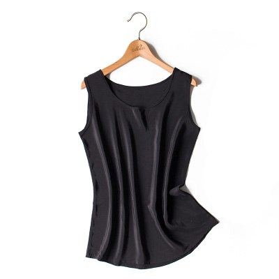 Women silk tank tops 100% Natural silk shirt Sleeveless Chiffon Tanks Solid basic top shirt 2022 Summer Gray Black Pink Wine