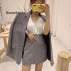 Women spring Korean suit office lady blazer&skirts sets high waist skirt two-piece single breasted outwears