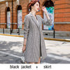 Women suits Slim autumn winter Houndstooth Blazers skirt   Women skirt suits Women set suits 1022