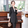 Women suits Slim autumn winter stripe long Blazers jacket pants 2-piece set OL Formal Women pants suits Woman set suits 1019