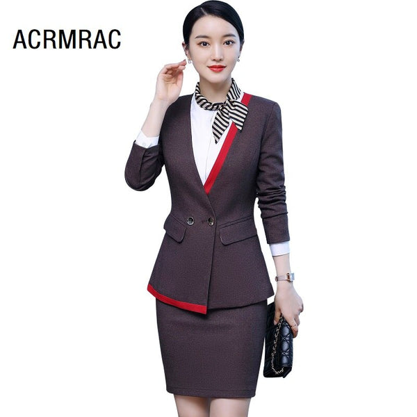 Women suits autumn winter blazers skirt Office Lady Formal Work clothes women skirt suits woman set suits 9920