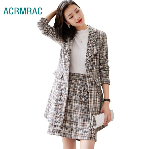 Women suits  sleeve blazers skirt Office Lady Formal Work clothes women skirt suits woman set suits 9388