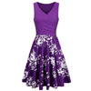 Women summer V- Neck dress ladies boho Casual Flowers Printing Loose dress female Swing plus size Sleeveless tank Dress vestidos