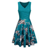 Women summer V- Neck dress ladies boho Casual Flowers Printing Loose dress female Swing plus size Sleeveless tank Dress vestidos
