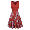 Women summer V- Neck dress ladies boho Casual Flowers Printing Loose dress female Swing plus size Sleeveless tank Dress vestidos