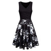Women summer V- Neck dress ladies boho Casual Flowers Printing Loose dress female Swing plus size Sleeveless tank Dress vestidos