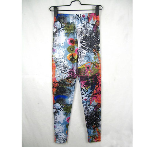 Women tattoo graffiti leggings lovely angel printed leggings spring fall pencil pants lady Elastic waist Slim Leggings