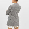 Women vogue plaid blazer checkered notched collar long sleeve back split pockets elegant female office wear blazers tops