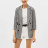 Women vogue plaid blazer checkered notched collar long sleeve back split pockets elegant female office wear blazers tops