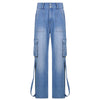 Women y2k Autumn Jeans High Waist Loose Pocket Streetwear Baggy Jeans Korean Slim Casual Wide Leg Denim Pants