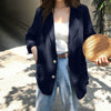 Womens Autumn Blazer ZANZEA Solid Long Sleeve Cardigans OL Casual Loose Elegant Outwear  2022 Cotton Linen Coat