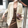 Womens Autumn Blazer ZANZEA Solid Long Sleeve Cardigans OL Casual Loose Elegant Outwear  2022 Cotton Linen Coat
