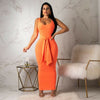 Womens Bandage Sleeveless Maxi Dress Ladies 2022 Summer Evening Party Long Tank Dresses Female Belt Sundress Solid Color S-XL