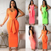 Womens Bandage Sleeveless Maxi Dress Ladies 2022 Summer Evening Party Long Tank Dresses Female Belt Sundress Solid Color S-XL