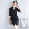 Womens Blazer Skirt Two Piece Suit Set Double Breasted Jacket Mini Skirts 2023 Spring Summer Office Ladies Red Formal Suit