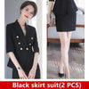 Womens Blazer Skirt Two Piece Suit Set Double Breasted Jacket Mini Skirts 2023 Spring Summer Office Ladies Red Formal Suit