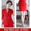 Womens Blazer Skirt Two Piece Suit Set Double Breasted Jacket Mini Skirts 2023 Spring Summer Office Ladies Red Formal Suit