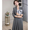 Womens Blazer and Skirt Set Suit Long Sleeve High-waist Pleated Skirts and Jacket 2 Piece Sets 2023 Autumn Trendy