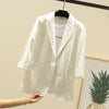 Womens Blazers And Jackets Formal Workwear Office Uniform Designs Woman Blazer Feminino 7-Point Sleeve Linen Mujer