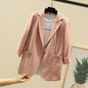 Womens Blazers And Jackets Formal Workwear Office Uniform Designs Woman Blazer Feminino 7-Point Sleeve Linen Mujer