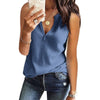 Womens Blouses Summer V Neck Shirts Sleeveless Solid Waffle Knit Loose Fitting Casual Leisure Tee Tops Футболка женская