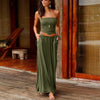 Womens Boho Dress Bandeau Holiday Off Shoulder Strapless Long Dress Feminine Ladies 2022 Casual Summer Solid Maxi Dress #35