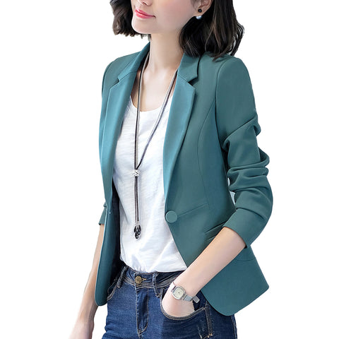 Womens Business Suits Spring Autumn Elegant One Button Slim Office Female Blazers Jackets Short Casual Women Tops Y120