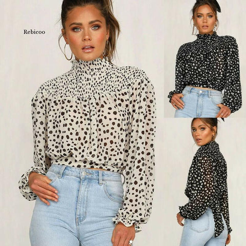 Womens Chiffon Long Sleeve Baggy Shirt Chiffon Tops Ladies Casual Slim Fit Casual Collect Waist Blouse Tunic Tops