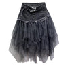 Womens Denim Skirts Plus Size Asymmetrical Mesh Patchwork Pocket High Waist Pleated Midi Skirt Streetwear Ladies Jeans Skirts