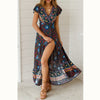 Womens Floral Long Maxi Dress Female Lady  Holiday Indie Folk Dresses Long Sleeve Party Summer Beach Sundress New