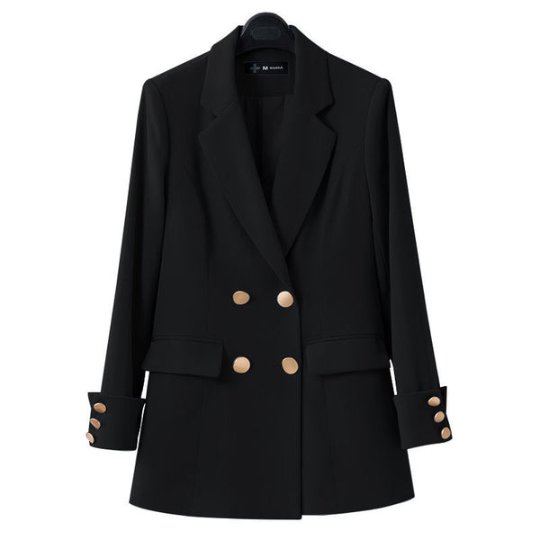 Womens Long Blazer Double Breasted Solid Formal Suit Jacket Loose Coat Wild Tops Women's Clothing