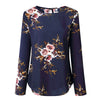 Womens Long Sleeved Floral Shirts Casual Round Neck Pullover Tops Flowers Pattern Printed Loose Shirts Ropa Mujer WS9311U