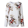 Womens Long Sleeved Floral Shirts Casual Round Neck Pullover Tops Flowers Pattern Printed Loose Shirts Ropa Mujer WS9311U