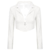 Womens Long Sleeves Blazer Wrap Tops Casual Solid Color Office Lady Cropped Blazers Jacket Female Business Suit Femme  Workwear