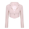Womens Long Sleeves Blazer Wrap Tops Casual Solid Color Office Lady Cropped Blazers Jacket Female Business Suit Femme  Workwear