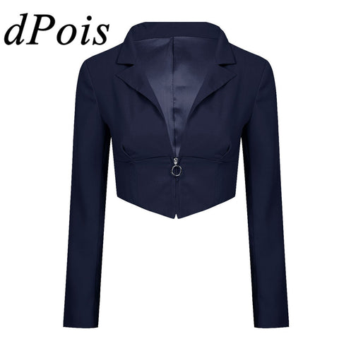 Womens Long Sleeves Blazer Wrap Tops Casual Solid Color Office Lady Cropped Blazers Jacket Female Business Suit Femme  Workwear