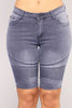 Womens Middle Rise Elastic Denim Shorts Knee Length Curvy Bermuda Stretch Short Jeans