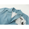 Womens Blazer Long Sleeve Rose Embroidery Splicing Irregular Chic Design Korean Casual Baggy Ladies Tops Jacket Coat