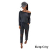 Womens One Shoulder Ripped Jumpsuit Long Sleeve T Shirts + Long Pants Ladies Evening Party Casual Playsuit #255693