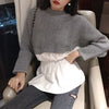 Womens Patchwork Sweater Shirts Autumn Knit Fake Two Pieces O-neck Long Sleeve Japan Woman Sweaters Female Pullovers Tops LS158