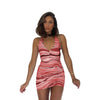 Womens Sexy Halter Mini Dress Summer 2022 Y2K Wave Printed Lace Up Bodycon Dress Sleeveless Beach Dresses Party Club Dress