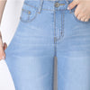 Womens Skinny Denim Jeans For Spring Summer Straight Slimming Pencil Feet Straight Plus Size Cotton Stretch Jeans Light Blue 6XL