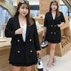 Womens Skirt Suits Spring Autumn Female Blazer Clothing Set Coat+mini Skirts 2pcs Double Breasted Big Size Ladies Clothes H139